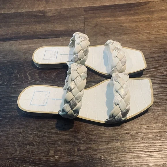 Dolce Vita Braided Cream and Silver Sandals - Picture 3 of 5